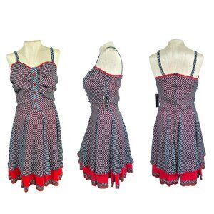 Rock Steady Polka Dot Swing Dress Rockabilly Retro Pin up New with Tag XL